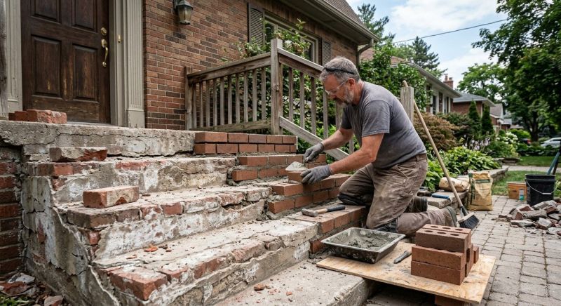 Brick Stoop Repair in Newburyport, MA