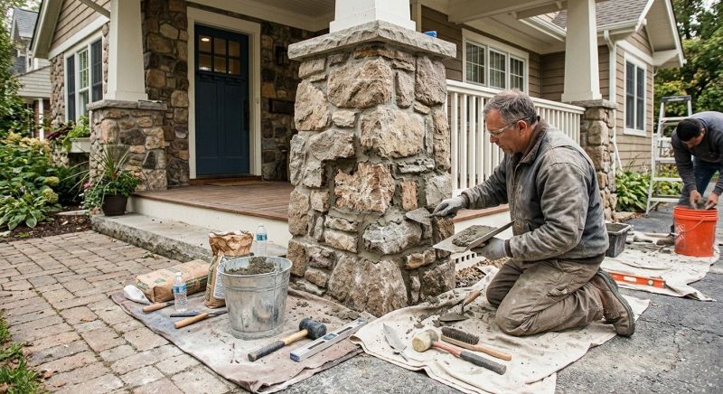 Stone Column Repair in Newburyport, MA